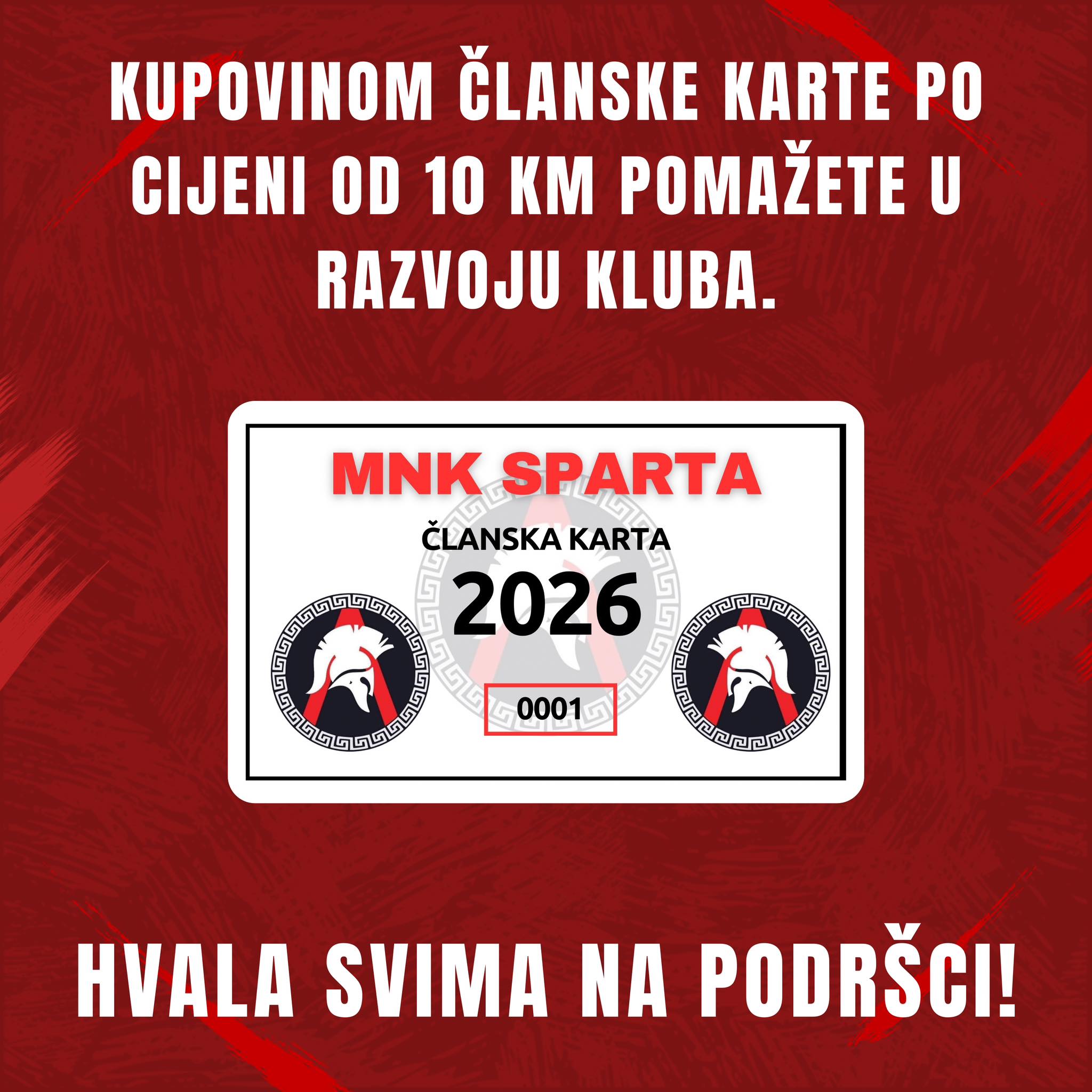 KUPOVINOM ČLANSKIH KARATA PODRŽIMO MNK „SPARTA“